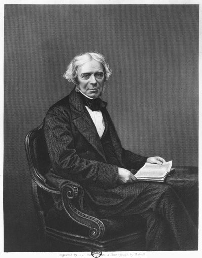 Portret van Michael Faraday (1791-1867) gegraveerd door D.J. Pound naar een foto door John Jabez Edwin Paisley Mayall
